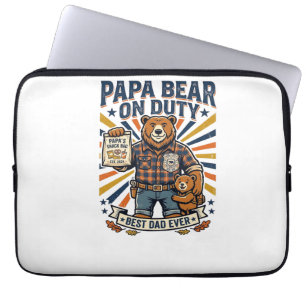 Vaderdag Papa Beer Op Dienst Shirt Funny Animal Da Laptop Sleeve