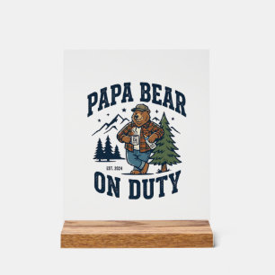 Vaderdag Papa Beer Op Dienst Shirt Grappig Dier Da Acryl Bord