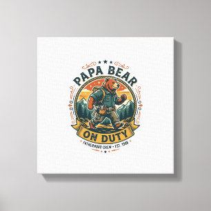 Vaderdag Papa Beer Op Dienst Shirt Grappig Dier Da Canvas Afdruk