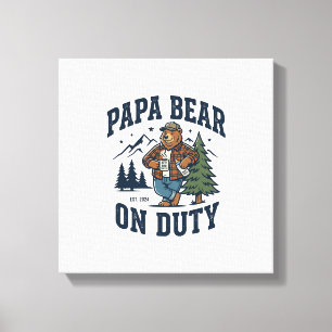 Vaderdag Papa Beer Op Dienst Shirt Grappig Dier Da Canvas Afdruk
