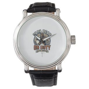 Vaderdag Papa Beer Op Dienst Shirt Grappig Dier Da Horloge