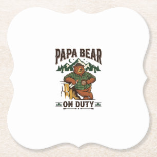 Vaderdag Papa Beer Op Dienst Shirt Grappig Dier Da Kartonnen Onderzetters