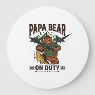 Vaderdag Papa Beer Op Dienst Shirt Grappig Dieren Grote Klok