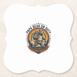 Vaderdag Papa Beer Op Dienst Shirt Grappig Dieren  Kartonnen Onderzetters