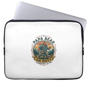 Vaderdag Papa Beer Op Dienst Shirt Grappig Dieren Laptop Sleeve