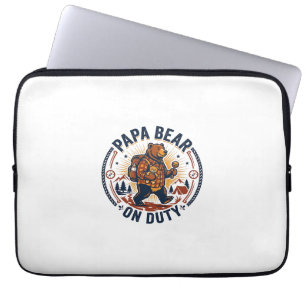 Vaderdag Papa Beer Op Dienst Shirt Grappig Dieren Laptop Sleeve