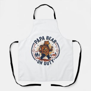 Vaderdag Papa Beer Op Dienst Shirt Grappig Dieren Schort