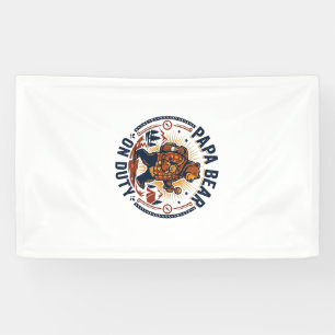 Vaderdag Papa Beer Op Dienst Shirt Grappig Dieren  Spandoek