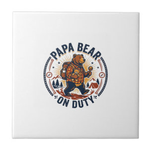 Vaderdag Papa Beer Op Dienst Shirt Grappig Dieren  Tegeltje