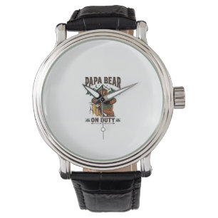 Vaderdag Papa Beer Op Dienst T-shirt Funny Animal Horloge