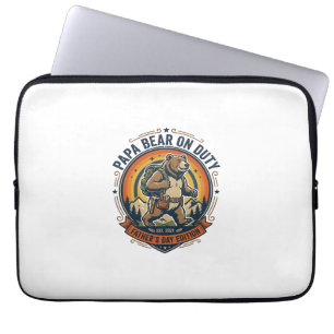 Vaderdag Papa Beer Op Dienst T-shirt Grappig Dier Laptop Sleeve