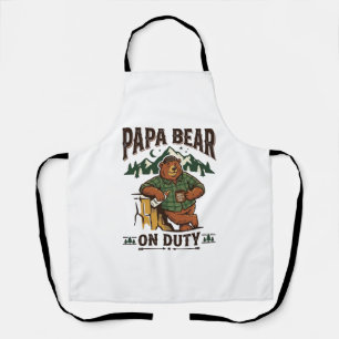 Vaderdag Papa Beer Op Dienst T-shirt Grappig Dier Schort