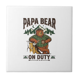 Vaderdag Papa Beer Op Dienst T-shirt Grappig Dier  Tegeltje
