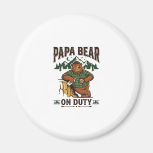 Vaderdag Papa Beer Op Dienst T-shirt Grappig Diere Magneet