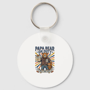 Vaderdag Papa Beer Op Dienst T-shirt Grappig Diere Sleutelhanger