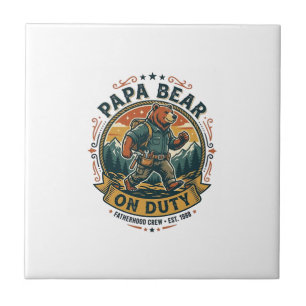 Vaderdag Papa Beer Op Dienst T-shirt Grappig Diere Tegeltje