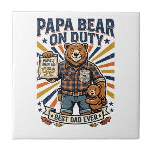 Vaderdag Papa Beer Op Dienst T-shirt Grappig Diere Tegeltje
