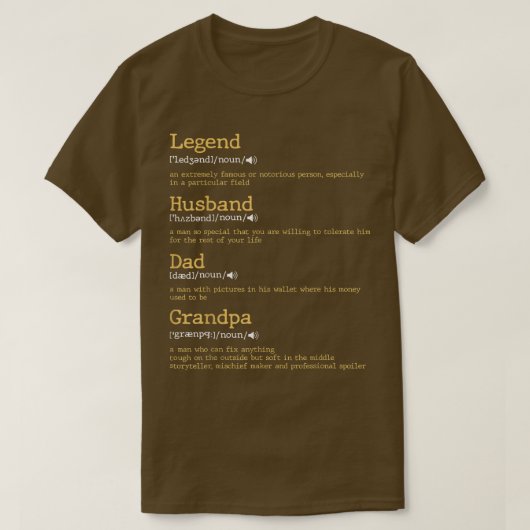 Vaderdag - Papa Definition - Legend Husband Dad T-shirt (Design voorkant)