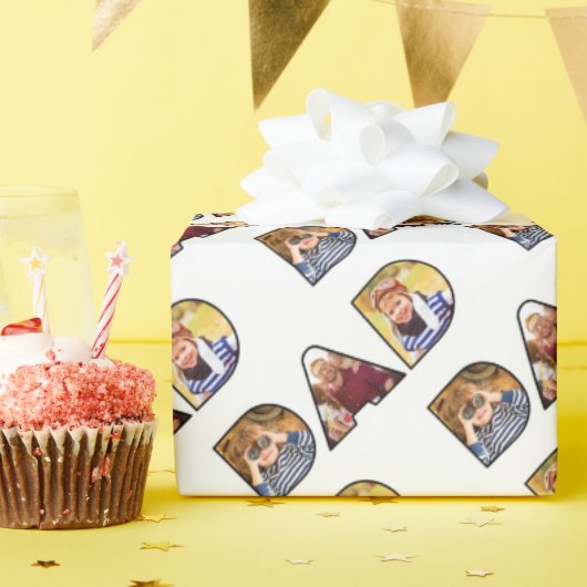 Vaderdag Papa Fotocollage Custom Pattern Cadeaupapier (Verjaardagsfeest)