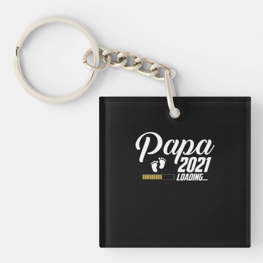 Vaderdag | Papa Loading 2021 First Time Father Sleutelhanger (Voorkant)