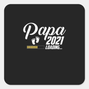 Vaderdag Papa Loading 2021 First Time Father Vierkante Sticker