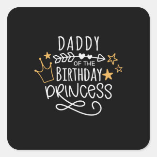 Vaderdag papa van de Birthday Princess Vierkante Sticker