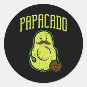 Vaderdag Papacado Papa Avocado Grappig Vegan Guac Ronde Sticker