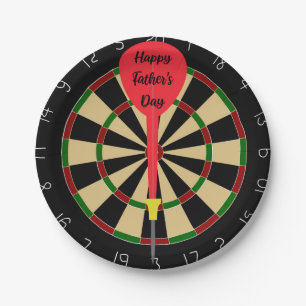 Vaderdag papieren Borden met Dartboard & Dart Bordje
