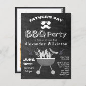 Vaderdag Photo Rustic Chalkboard BBQ Invite Briefkaart (Voorkant / Achterkant)