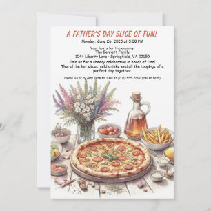 Vaderdag Pizza Party – Bewerkbaar Familiediner Kaart