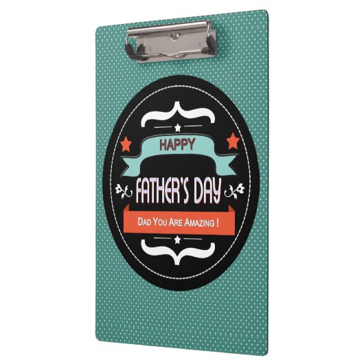 Vaderdag Poster met pooldots en zwart label Klembord (Links)