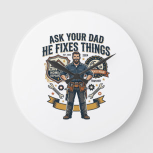 Vaderdag Reparatie Papa T-shirt Vraag je vader of Grote Klok
