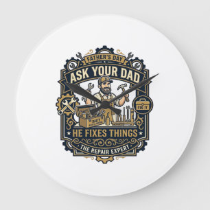 Vaderdag Reparatie Papa T-shirt Vraag je vader of Grote Klok