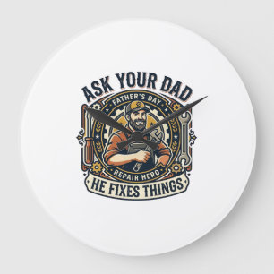 Vaderdag Reparatie Papa T-shirt Vraag je vader of Grote Klok