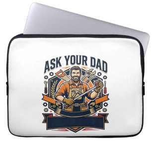 Vaderdag Reparatie Papa T-shirt Vraag je vader of Laptop Sleeve