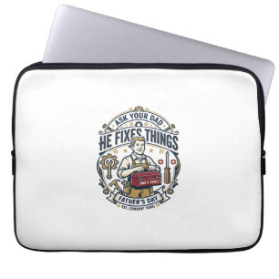 Vaderdag Reparatie Papa T-shirt Vraag je vader of Laptop Sleeve