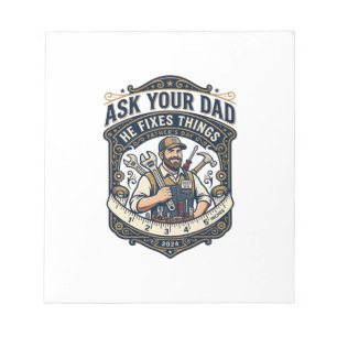 Vaderdag Reparatie Papa T-shirt Vraag je vader of  Notitieblok