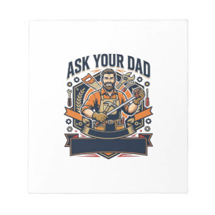 Vaderdag Reparatie Papa T-shirt Vraag je vader of  Notitieblok