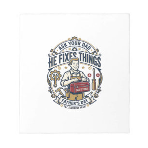 Vaderdag Reparatie Papa T-shirt Vraag je vader of  Notitieblok