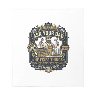 Vaderdag Reparatie Papa T-shirt Vraag je vader of Notitieblok
