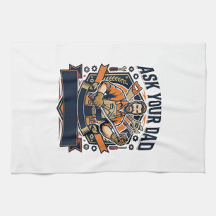 Vaderdag Reparatie Papa T-shirt Vraag je vader of  Theedoek