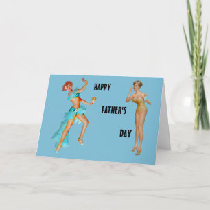 Vaderdag Retro Pin-up Meisjes Kaart