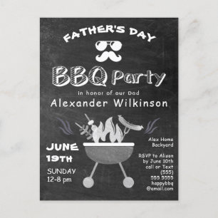 Vaderdag Rustic Chalkboard BBQ Uitnodiging