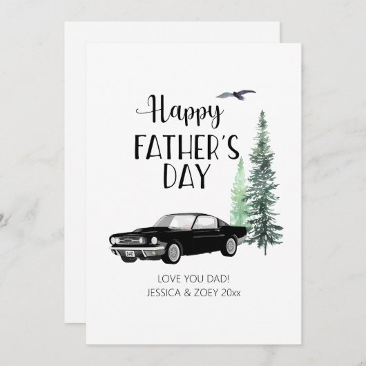 Vaderdag Simple Pine Trees Zwart Auto Kaart (Voorkant / Achterkant)