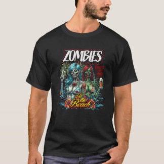 Vaderdag Slay Zombie Beach 2 Meisjes Horror Papa T-shirt