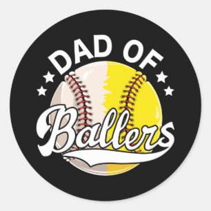 Vaderdag Softball Baseball Lovers Funny Dad Ronde Sticker