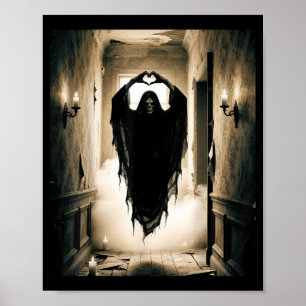 Vaderdag spook hart handen horror griezelig gezich poster