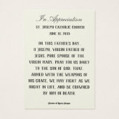 Vaderdag St. Joseph Herdenking Heilige Kaarten Visitekaartje (Achterkant)