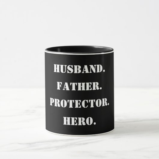 Vaderdag Stencil Husband Father Protector Hero Mok (Midden)