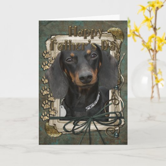 Vaderdag - Stenen poten - Dachshund - Winston Kaart (Gele Bloem)